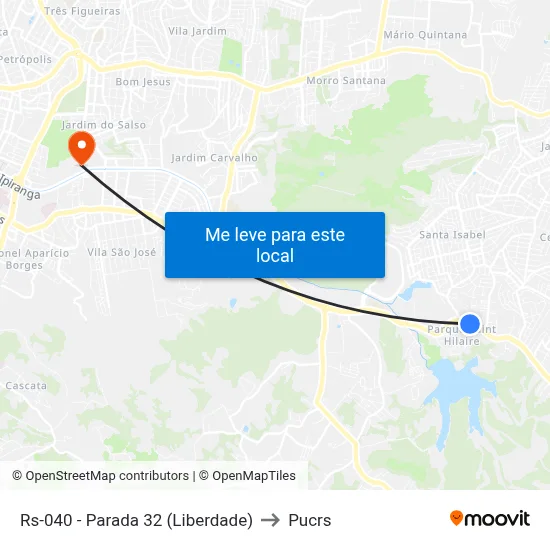 Rs-040 - Parada 32 (Liberdade) to Pucrs map