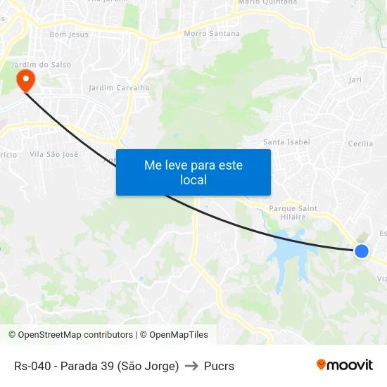 Rs-040 - Parada 39 (São Jorge) to Pucrs map