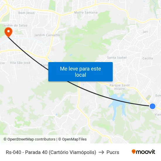Rs-040 - Parada 40 (Cartório Viamópolis) to Pucrs map