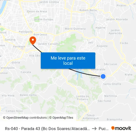 Rs-040 - Parada 43 (Bc Dos Soares/Atacadão) to Pucrs map