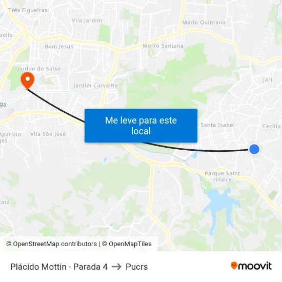 Plácido Mottin - Parada 4 to Pucrs map