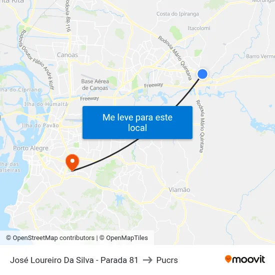José Loureiro Da Silva - Parada 81 to Pucrs map