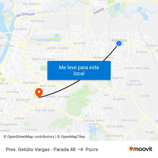 Pres. Getúlio Vargas - Parada 48 to Pucrs map