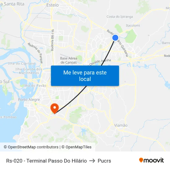 Rs-020 - Terminal Passo Do Hilário to Pucrs map
