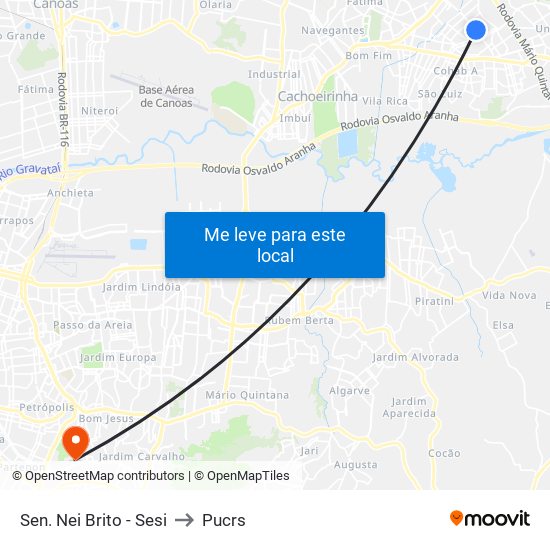 Sen. Nei Brito - Sesi to Pucrs map