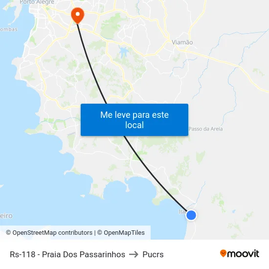 Rs-118 - Praia Dos Passarinhos to Pucrs map