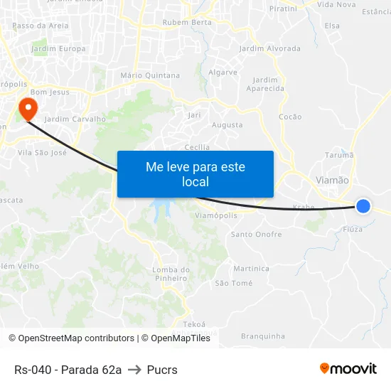 Rs-040 - Parada 62a to Pucrs map