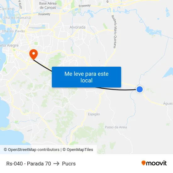 Rs-040 - Parada 70 to Pucrs map