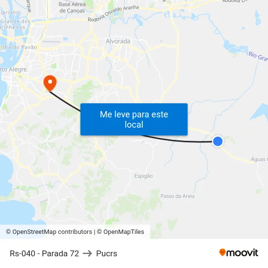 Rs-040 - Parada 72 to Pucrs map