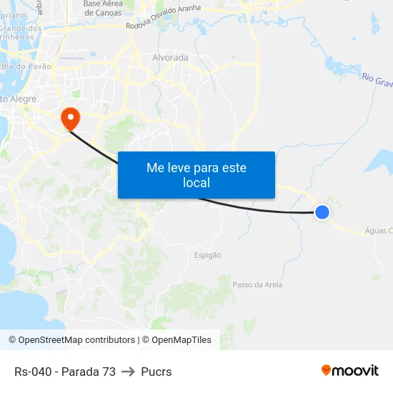 Rs-040 - Parada 73 to Pucrs map
