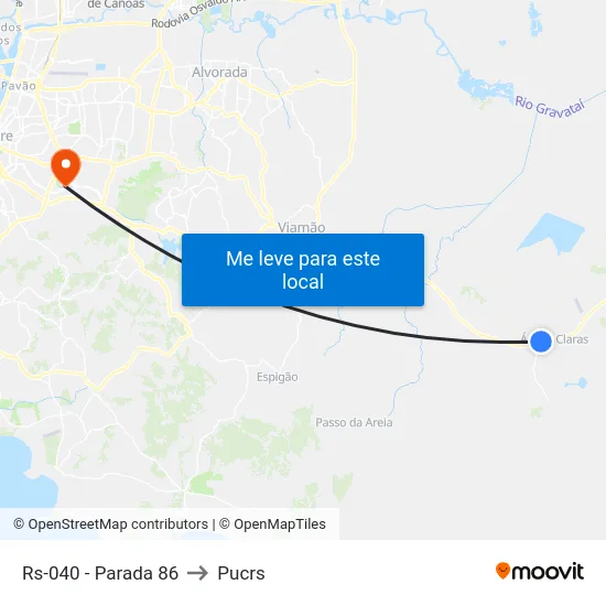 Rs-040 - Parada 86 to Pucrs map