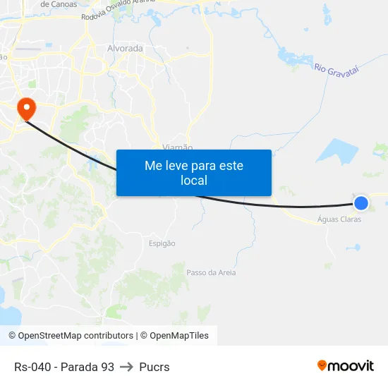 Rs-040 - Parada 93 to Pucrs map