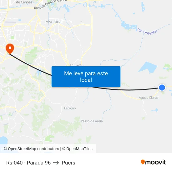 Rs-040 - Parada 96 to Pucrs map