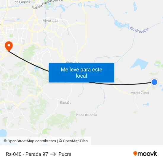 Rs-040 - Parada 97 to Pucrs map