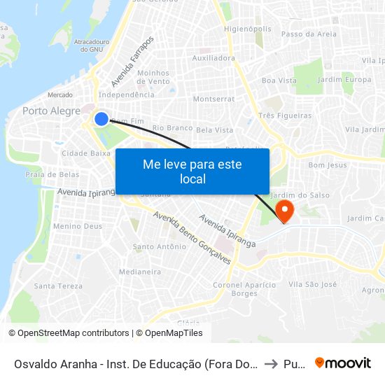 Osvaldo Aranha - Inst. De Educação (Fora Do Corredor) to Pucrs map