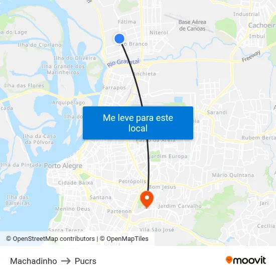 Machadinho to Pucrs map