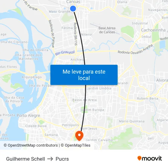 Guilherme Schell to Pucrs map