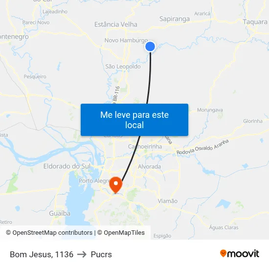 Bom Jesus, 1136 to Pucrs map