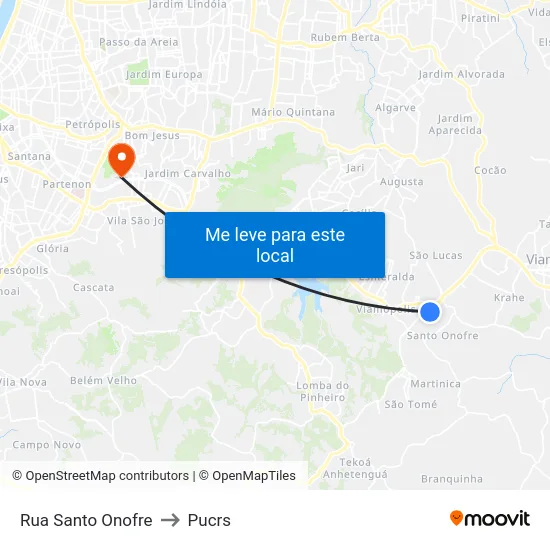Rua Santo Onofre to Pucrs map
