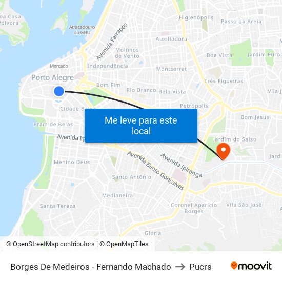 Borges De Medeiros - Fernando Machado to Pucrs map