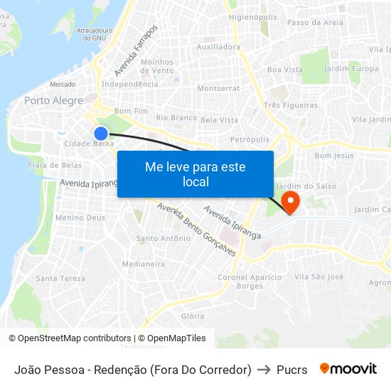 João Pessoa - Redenção (Fora Do Corredor) to Pucrs map