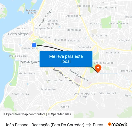 João Pessoa - Redenção (Fora Do Corredor) to Pucrs map