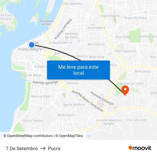 7 De Setembro to Pucrs map