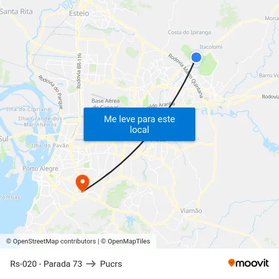 Rs-020 - Parada 73 to Pucrs map