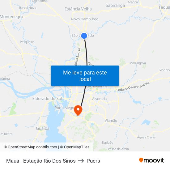 Mauá - Estação Rio Dos Sinos to Pucrs map