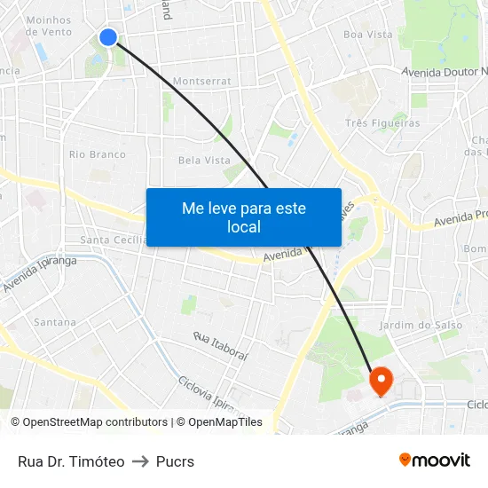 Rua Dr. Timóteo to Pucrs map