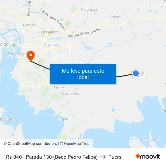 Rs-040 - Parada 130 (Beco Pedro Felipe) to Pucrs map