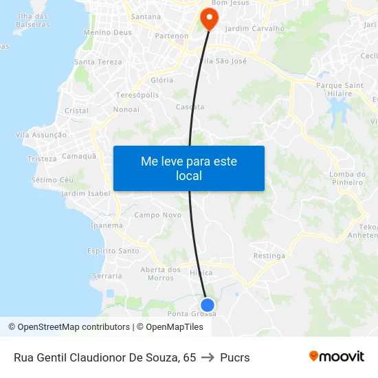 Rua Gentil Claudionor De Souza, 65 to Pucrs map