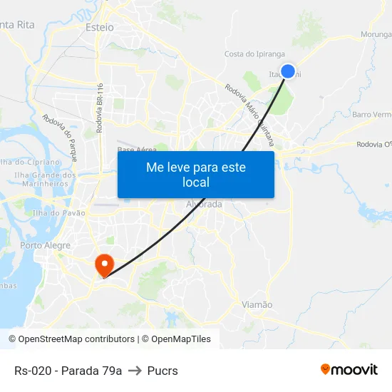 Rs-020 - Parada 79a to Pucrs map