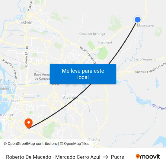 Roberto De Macedo - Mercado Cerro Azul to Pucrs map