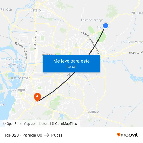 Rs-020 - Parada 80 to Pucrs map