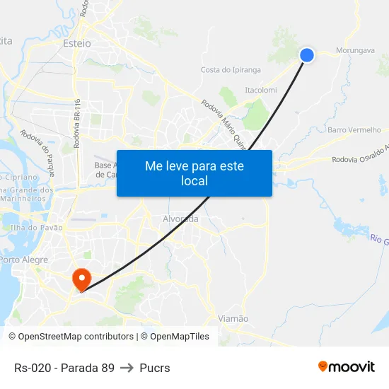 Rs-020 - Parada 89 to Pucrs map