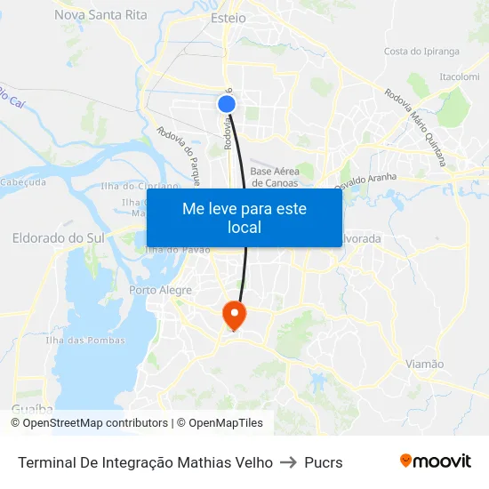 Terminal De Integração Mathias Velho to Pucrs map