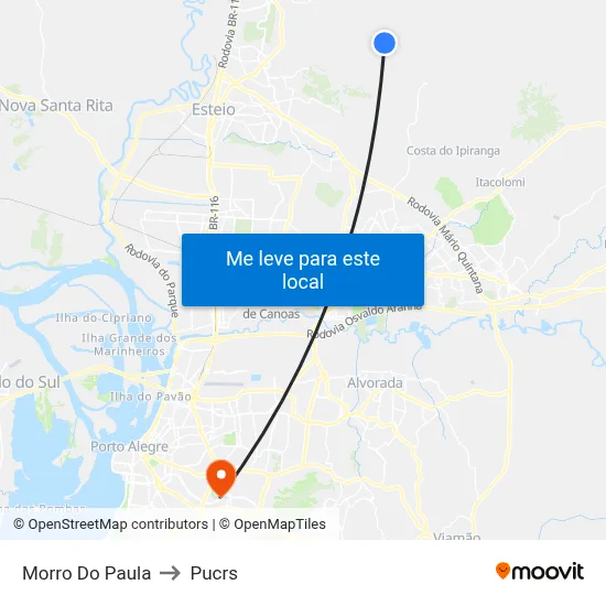 Morro Do Paula to Pucrs map