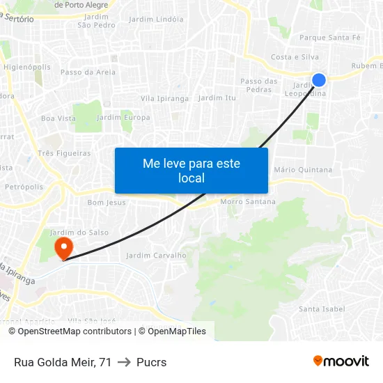 Rua Golda Meir, 71 to Pucrs map