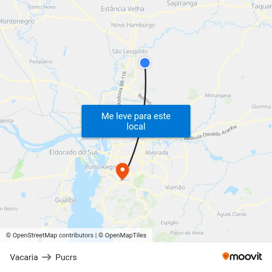 Vacaria to Pucrs map