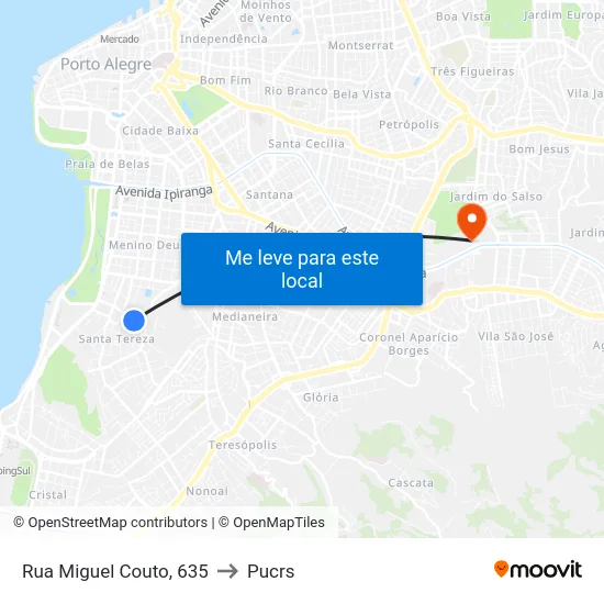 Rua Miguel Couto, 635 to Pucrs map