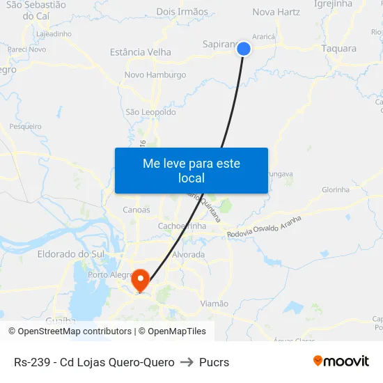 Rs-239 - Cd Lojas Quero-Quero to Pucrs map