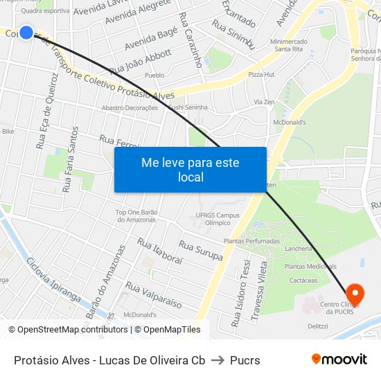 Protásio Alves - Lucas De Oliveira Cb to Pucrs map