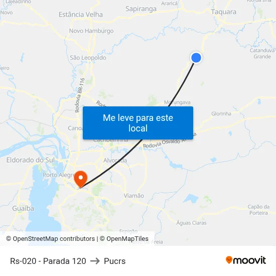 Rs-020 - Parada 120 to Pucrs map