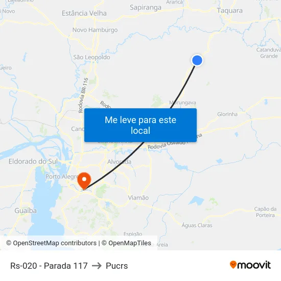 Rs-020 - Parada 117 to Pucrs map