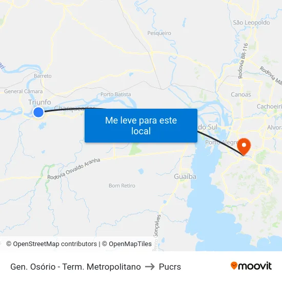 Gen. Osório - Term. Metropolitano to Pucrs map