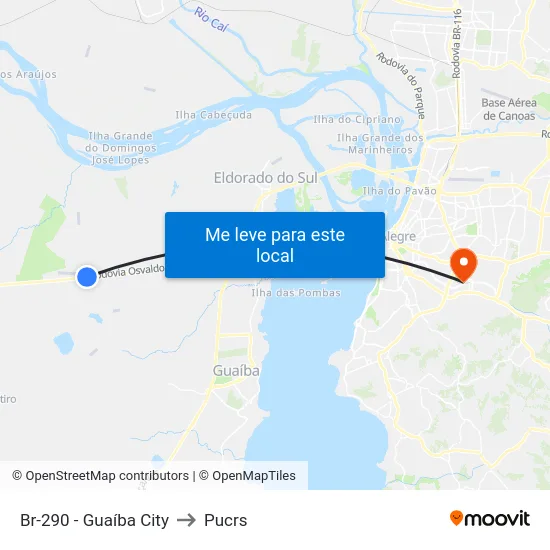 Br-290 - Guaíba City to Pucrs map