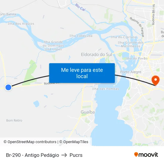 Br-290 - Antigo Pedágio to Pucrs map