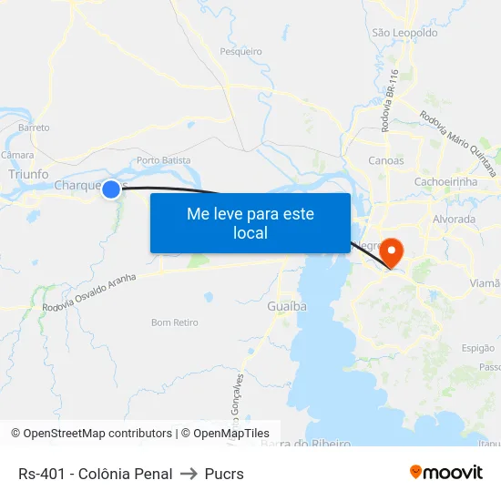 Rs-401 - Colônia Penal to Pucrs map