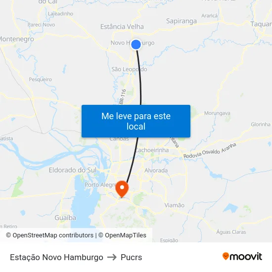 Estação Novo Hamburgo to Pucrs map